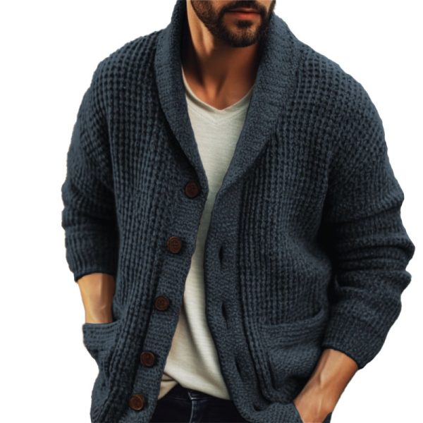 Gentleman's Vintage Lapel Wool Knit Cardigan
