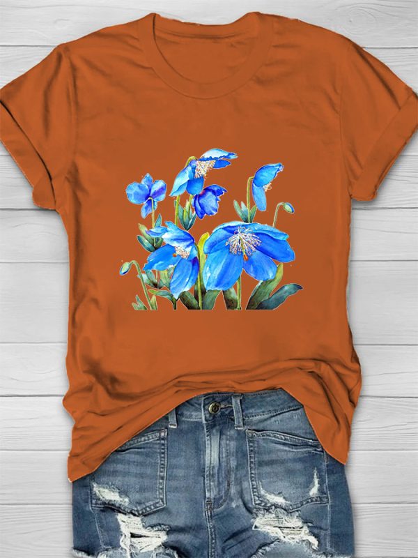 Himalayan Blue Poppies Print Women's T-shirt