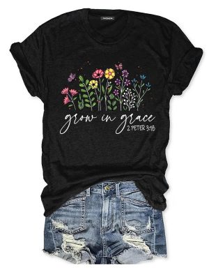 Grow In Grace Flowers Printed Women's T-shirt