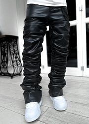 All Black Super Stacked Leather Pant