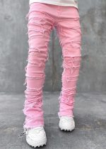 French Rose Blood Diamond Stacked Denim