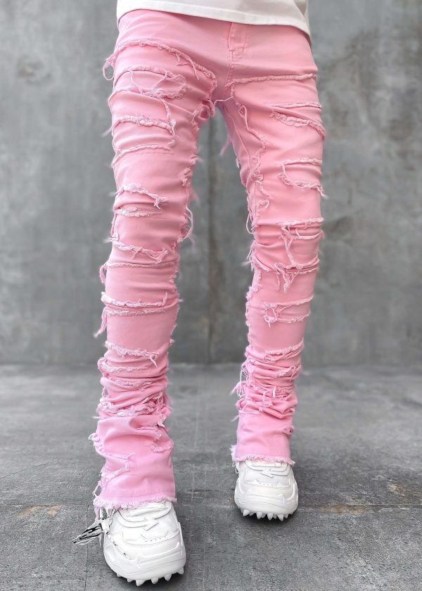 French Rose Blood Diamond Stacked Denim
