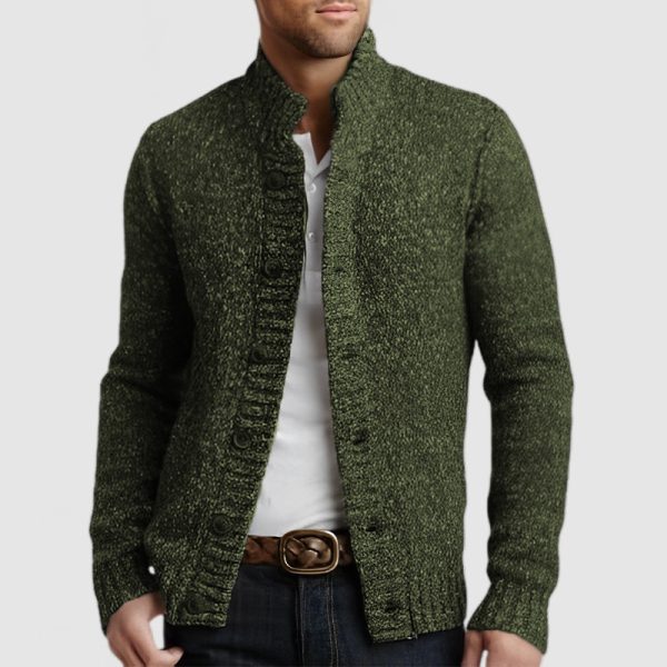 Men's Casual Stand Collar Button Knitted Cardigan