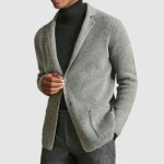 Men's Classic Lapel Knit Long Sleeve Cardigan