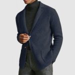 Men's Classic Lapel Knit Long Sleeve Cardigan