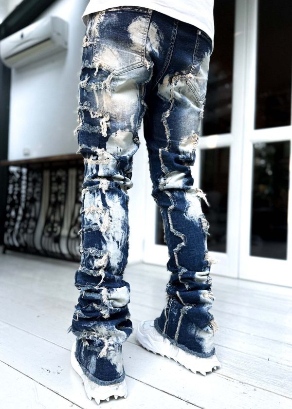 Navy Blue Bleached Denim