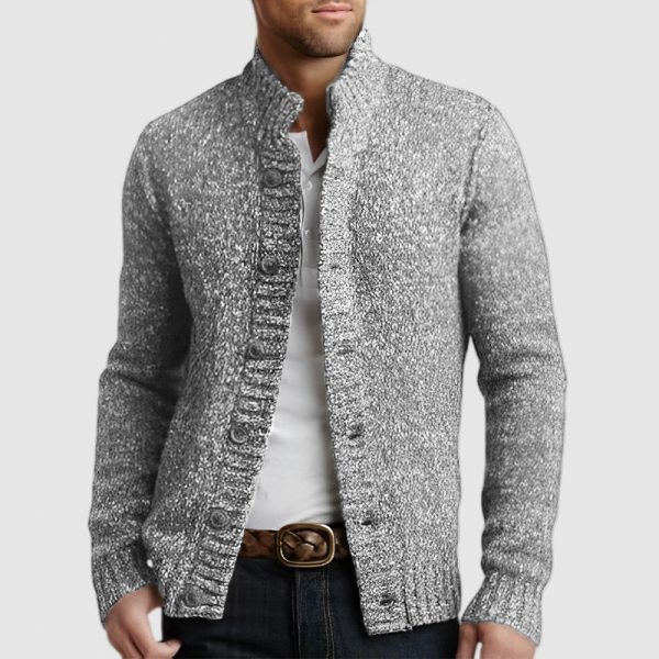Men's Casual Stand Collar Button Knitted Cardigan