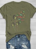 Dandelion Dragonfly Printed Women's T-shirt