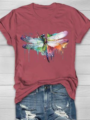 Watercolor Dragonfly Printed Women's T-shirt