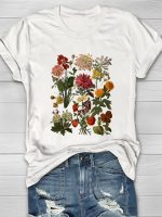 Vintage Garden Flowers Print Women's T-shirt