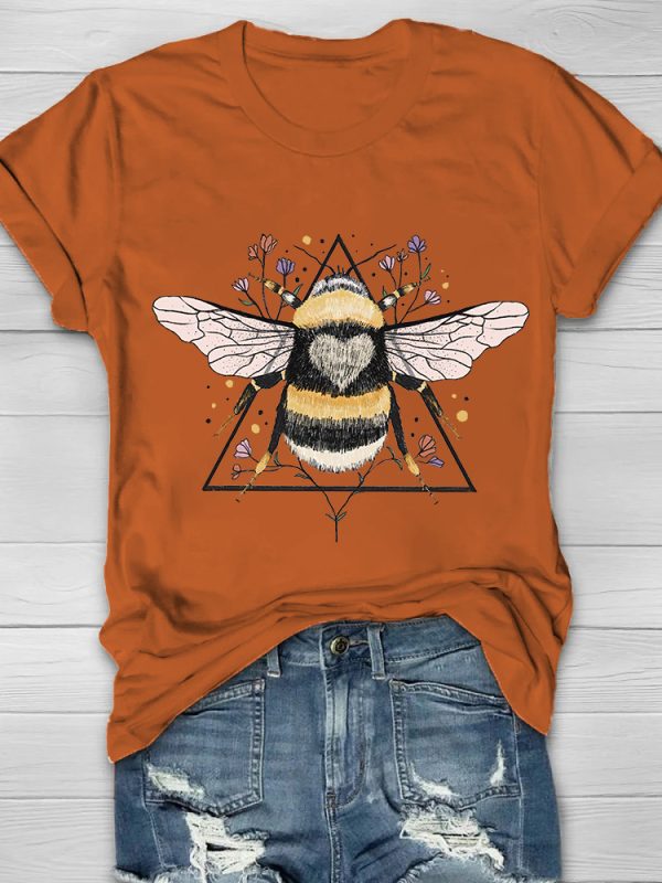 Bee Floral Printed Women's T-shirt