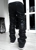 All Black Super Stacked Leather Pant