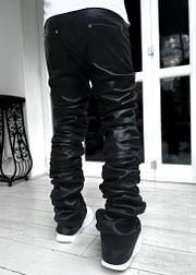 All Black Super Stacked Leather Pant