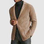 Men's Classic Lapel Knit Long Sleeve Cardigan