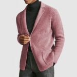 Men's Classic Lapel Knit Long Sleeve Cardigan