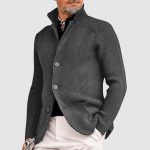 Gentlemen's Elegant Lapel Knitted Pocket Jacket( NEW )