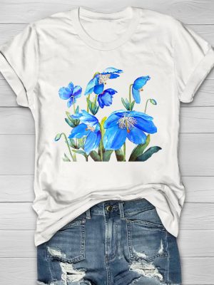 Himalayan Blue Poppies Print Women's T-shirt