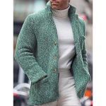 Autumn and winter new men's knit cardigan stand collar long sleeve single breasted pocket cardigan casual men's jacket