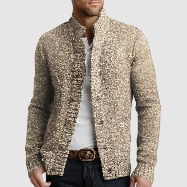 Men's Casual Stand Collar Button Knitted Cardigan