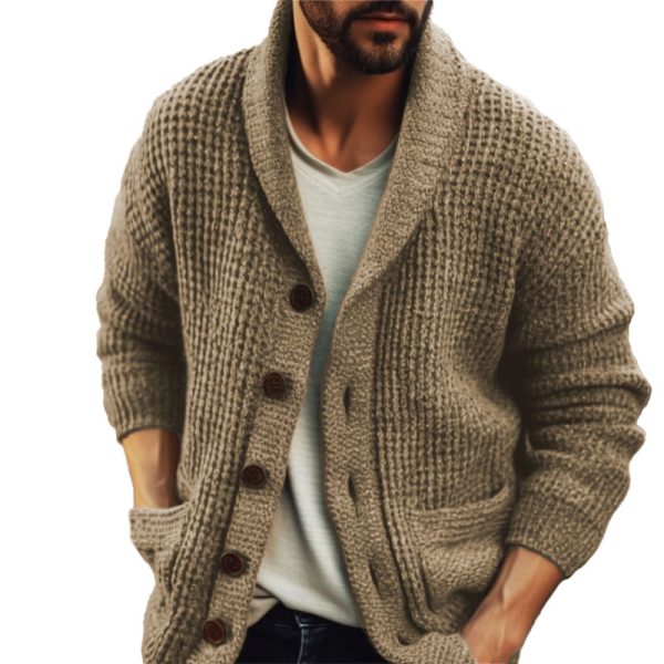 Gentleman's Vintage Lapel Wool Knit Cardigan
