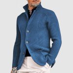 Gentlemen's Elegant Lapel Knitted Pocket Jacket( NEW )