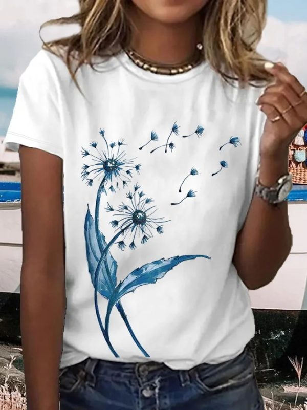 Casual Dandelion Graphic Women's T-shirt