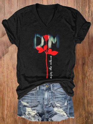 Fashion Flower Print V-neck Women's T-shirt