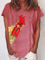 Chicken Rooster Print Women's T-shirt