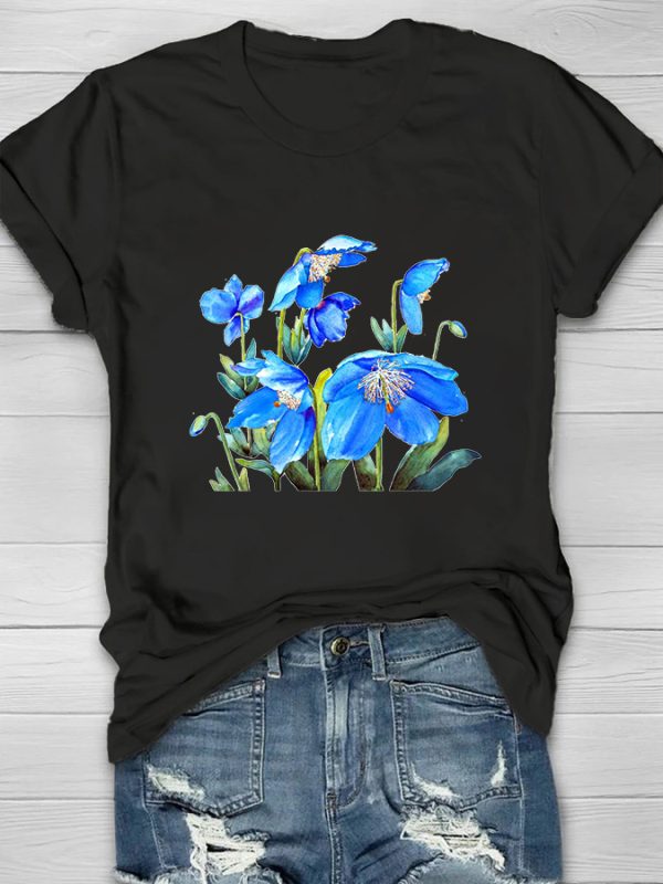 Himalayan Blue Poppies Print Women's T-shirt