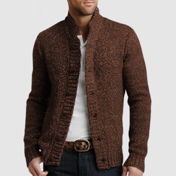 Men's Casual Stand Collar Button Knitted Cardigan