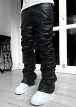 All Black Super Stacked Leather Pant