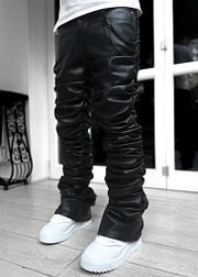 All Black Super Stacked Leather Pant
