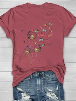 Dandelion Dragonfly Printed Women's T-shirt