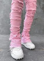 French Rose Blood Diamond Stacked Denim