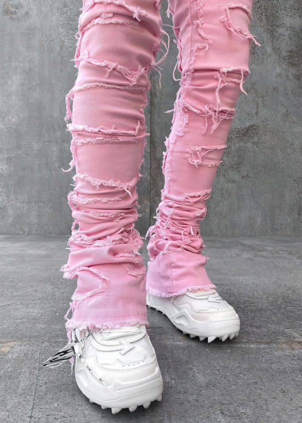 French Rose Blood Diamond Stacked Denim