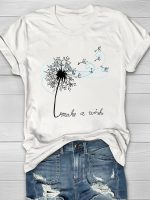 Make A Wish Dandelion Printed Women's T-shirt