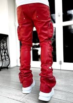 Blood Red Cargo Leather Pant