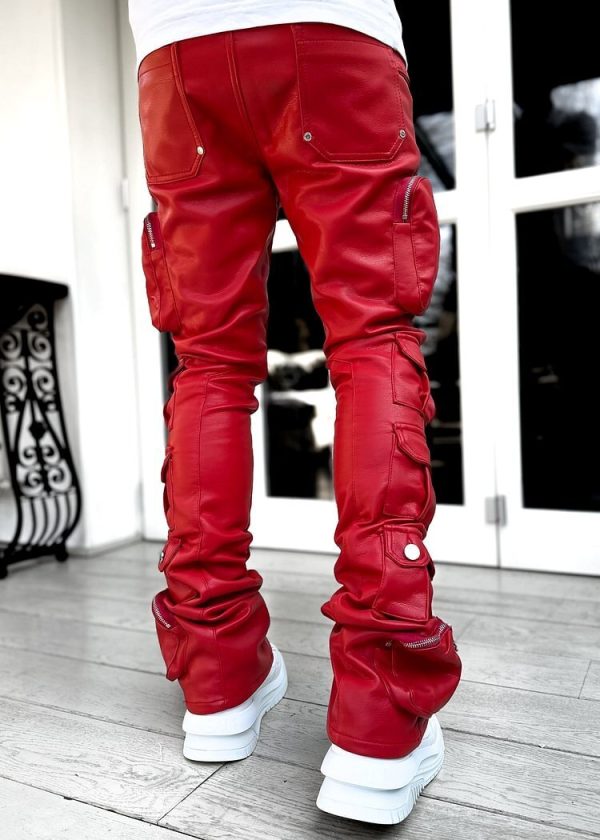 Blood Red Cargo Leather Pant