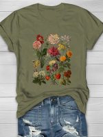 Vintage Garden Flowers Print Women's T-shirt