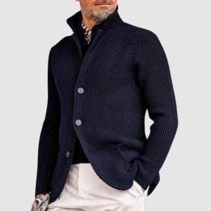 Gentlemen's Elegant Lapel Knitted Pocket Jacket( NEW )