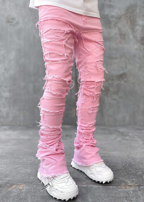 French Rose Blood Diamond Stacked Denim