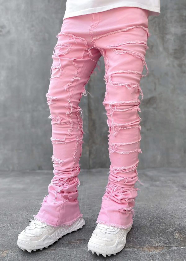 French Rose Blood Diamond Stacked Denim
