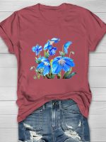 Himalayan Blue Poppies Print Women's T-shirt