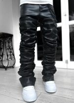 All Black Super Stacked Leather Pant