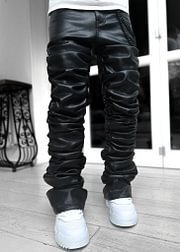 All Black Super Stacked Leather Pant