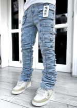 Steel Blue Stacked Paisley Denim