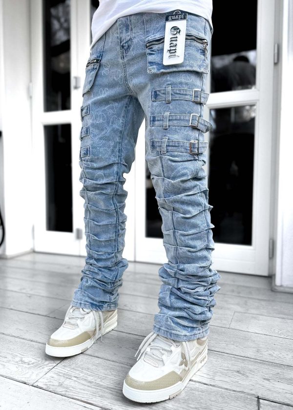Steel Blue Stacked Paisley Denim