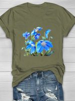 Himalayan Blue Poppies Print Women's T-shirt