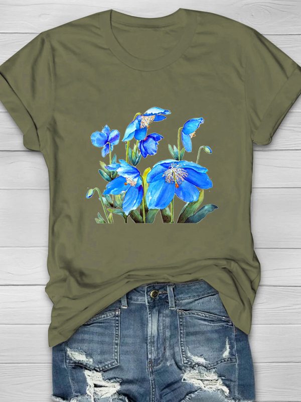 Himalayan Blue Poppies Print Women's T-shirt
