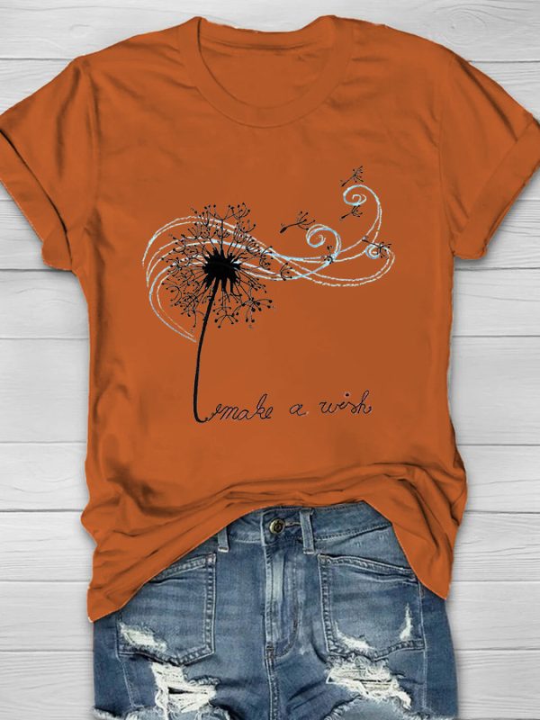 Make A Wish Dandelion Printed Women's T-shirt